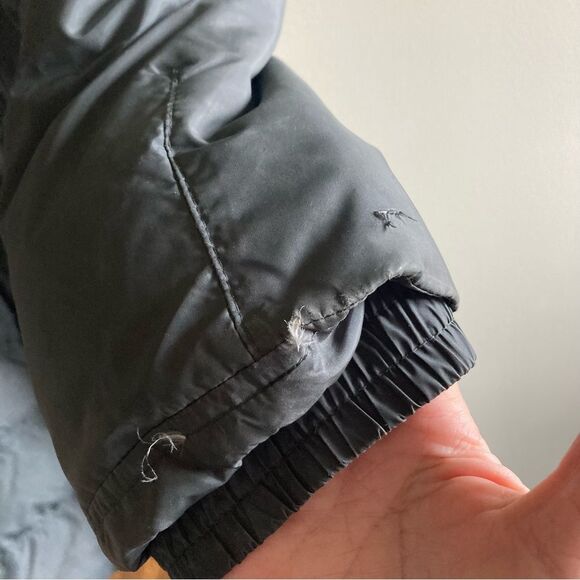 Tahari Women’s long down puffer jacket dark gray green color size M.  GUC! - Picture 6 of 9